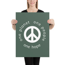 Load image into Gallery viewer, Poster with Peace Symbol and Globe Tagline