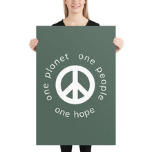 Load image into Gallery viewer, Poster with Peace Symbol and Globe Tagline