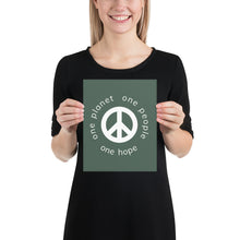 Load image into Gallery viewer, Poster with Peace Symbol and Globe Tagline