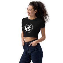 Load image into Gallery viewer, Organic Crop Top with Earth and White Globe Tagline