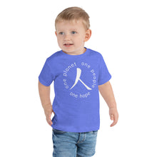 Cargar imagen en el visor de la galería, Toddler Short Sleeve Tee with Humankind Symbol and Globe Tagline