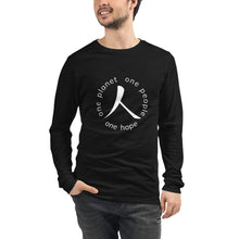 Charger l'image dans la galerie, Unisex Long Sleeve Tee with Humankind Symbol and Globe Tagline