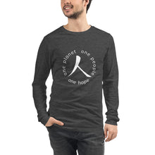 Charger l'image dans la galerie, Unisex Long Sleeve Tee with Humankind Symbol and Globe Tagline