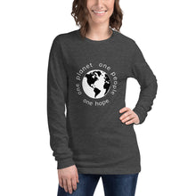 Load image into Gallery viewer, Unisex Long Sleeve Tee with Earth and White Tagline