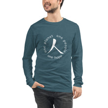 Charger l'image dans la galerie, Unisex Long Sleeve Tee with Humankind Symbol and Globe Tagline