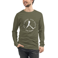 Charger l'image dans la galerie, Unisex Long Sleeve Tee with Humankind Symbol and Globe Tagline