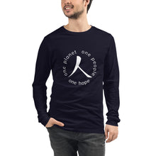 Charger l'image dans la galerie, Unisex Long Sleeve Tee with Humankind Symbol and Globe Tagline