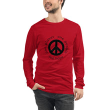 गैलरी व्यूवर में इमेज लोड करें, Unisex Long Sleeve Tee with Peace Symbol and Globe Tagline