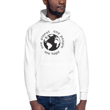 将图片加载到图库查看器,Unisex Hoodie with Earth and Globe Tagline in Black