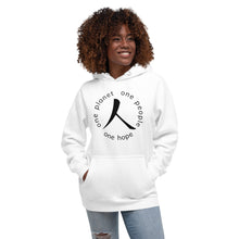 Cargar imagen en el visor de la galería, Unisex Hoodie with Humankind Symbol and Globe Tagline