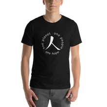 Load image into Gallery viewer, Short-Sleeve T-Shirt with Humankind Symbol and Globe Tagline
