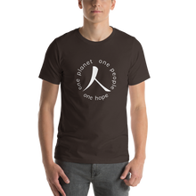 Load image into Gallery viewer, Short-Sleeve T-Shirt with Humankind Symbol and Globe Tagline