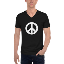 将图片加载到图库查看器,Short Sleeve V-Neck T-Shirt with Peace Symbol