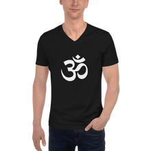 将图片加载到图库查看器,Short Sleeve V-Neck T-Shirt with Om Symbol
