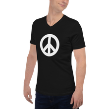 将图片加载到图库查看器,Short Sleeve V-Neck T-Shirt with Peace Symbol