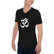 将图片加载到图库查看器,Short Sleeve V-Neck T-Shirt with Om Symbol