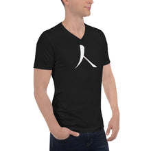 गैलरी व्यूवर में इमेज लोड करें, Short Sleeve V-Neck T-Shirt with White Humankind Symbol