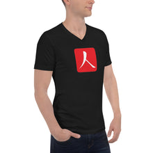 Load image into Gallery viewer, Short Sleeve V-Neck T-Shirt with Red Hanko Chop