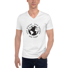 गैलरी व्यूवर में इमेज लोड करें, Short Sleeve V-Neck T-Shirt with Earth and Black Tagline