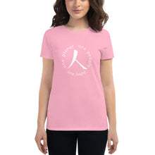 Cargar imagen en el visor de la galería, Women's short sleeve T-shirt with Humankind Symbol and Globe Tagline