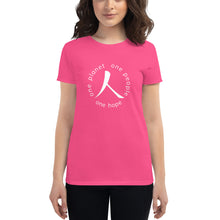 Cargar imagen en el visor de la galería, Women's short sleeve T-shirt with Humankind Symbol and Globe Tagline