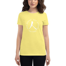 Cargar imagen en el visor de la galería, Women's short sleeve T-shirt with Humankind Symbol and Globe Tagline