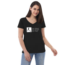 Load image into Gallery viewer, Women’s Recycled V-neck with Box Logo and Tagline