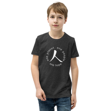 Load image into Gallery viewer, Youth Short Sleeve T-Shirt with Humankind Symbol and Globe Tagline