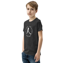 Load image into Gallery viewer, Youth Short Sleeve T-Shirt with Humankind Symbol and Globe Tagline