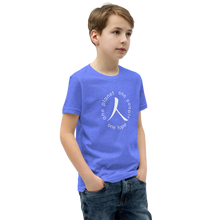 Load image into Gallery viewer, Youth Short Sleeve T-Shirt with Humankind Symbol and Globe Tagline