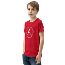 Load image into Gallery viewer, Youth Short Sleeve T-Shirt with Humankind Symbol and Globe Tagline