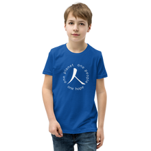 Load image into Gallery viewer, Youth Short Sleeve T-Shirt with Humankind Symbol and Globe Tagline