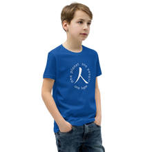 Load image into Gallery viewer, Youth Short Sleeve T-Shirt with Humankind Symbol and Globe Tagline