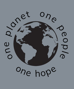 Earth with Globe Tagline One Planet One People One Hope