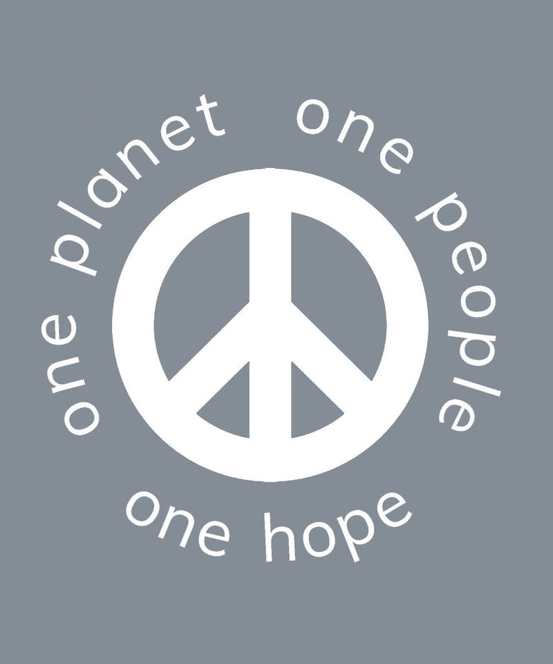 Peace Symbol with Globe Tagline One Planet One People One Hope
