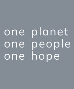 One planet, one people, one hope. The six words logo of One People LLC