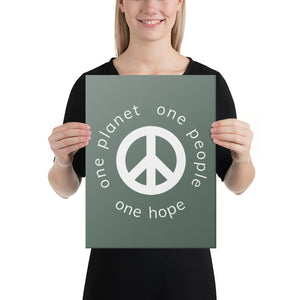 Canvas Print with Peace Symbol and Globe Tagline