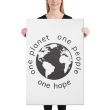 Load image into Gallery viewer, Canvas Print with Earth and Globe Tagline
