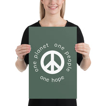 गैलरी व्यूवर में इमेज लोड करें, Poster with Peace Symbol and Globe Tagline
