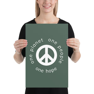 Poster with Peace Symbol and Globe Tagline