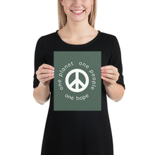 गैलरी व्यूवर में इमेज लोड करें, Poster with Peace Symbol and Globe Tagline
