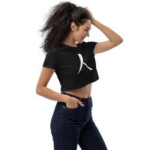 Load image into Gallery viewer, Organic Crop Top with White Humankind Symbol

