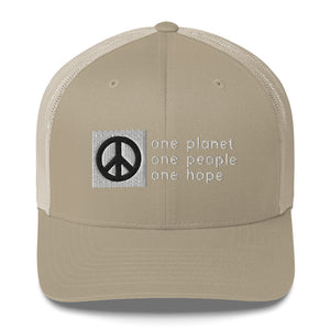 Structured, Mesh-Back Cap with Box Logo and Peace Symbol