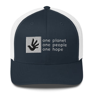 Structured, Mesh-Back Cap with Box Logo and Human Rights Symbol