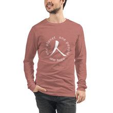 Load image into Gallery viewer, Unisex Long Sleeve Tee with Humankind Symbol and Globe Tagline
