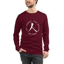 Charger l&#39;image dans la galerie, Unisex Long Sleeve Tee with Humankind Symbol and Globe Tagline
