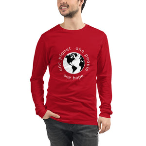 Unisex Long Sleeve Tee with Earth and Globe Tagline