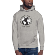 Load image into Gallery viewer, Unisex Hoodie with Earth and Globe Tagline in Black
