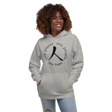 Load image into Gallery viewer, Unisex Hoodie with Humankind Symbol and Globe Tagline
