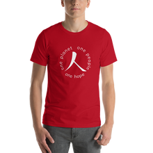 Load image into Gallery viewer, Short-Sleeve T-Shirt with Humankind Symbol and Globe Tagline
